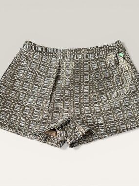 Ark & Co Brown Textured High-Waist Plaid Shorts